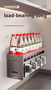 Kitchen Condimenters Spice Rack Wall-Mounted Seasoning Rack Kitchen Wall Shelf Multifunctional Storage Rack for Kitchen