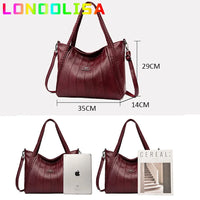 Luxury Soft Leather Handbag Women's New Casual Tote Bag Designer Ladies Large Shoulder Crossbody Handle Sac for Female Patchwork