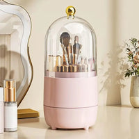 New PP Makeup Brush Holder 360° Rotating Large-capacity Cosmetics Display Case With Lid Dustproof Storage Box Makeup Brush