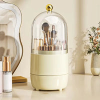 New PP Makeup Brush Holder 360° Rotating Large-capacity Cosmetics Display Case With Lid Dustproof Storage Box Makeup Brush