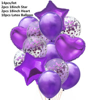 10/14pcs Mix Pink Rose Balloons Heart Star RoseGold Confetti Balloon Birthday Party Decorate Kids Adult Air Balls Wedding Globos