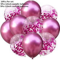 10/14pcs Mix Pink Rose Balloons Heart Star RoseGold Confetti Balloon Birthday Party Decorate Kids Adult Air Balls Wedding Globos