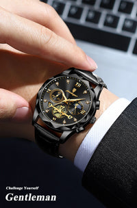POEDAGAR Luxury Watch for Man Sports Leather Men Quartz Watch Waterproof Luminous Chronograph Men's Watches Male Clock Reloj+box