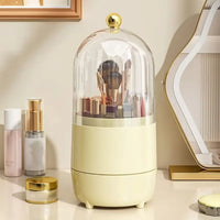 New PP Makeup Brush Holder 360° Rotating Large-capacity Cosmetics Display Case With Lid Dustproof Storage Box Makeup Brush