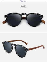 Oi Wood Sunglasses Women Men's Sun Glasses Walnut Wood Round Eyeglasses Red LensTortoise Shell Frames
