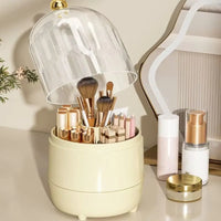 New PP Makeup Brush Holder 360° Rotating Large-capacity Cosmetics Display Case With Lid Dustproof Storage Box Makeup Brush
