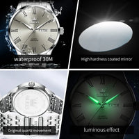 OLEVS Business Minimalist Stainless Steel Watch Man Luxury Luminous Hands Roman Scale Calendar Waterproof Quartz Watches for Men