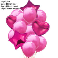 10/14pcs Mix Pink Rose Balloons Heart Star RoseGold Confetti Balloon Birthday Party Decorate Kids Adult Air Balls Wedding Globos