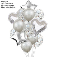 10/14pcs Mix Pink Rose Balloons Heart Star RoseGold Confetti Balloon Birthday Party Decorate Kids Adult Air Balls Wedding Globos