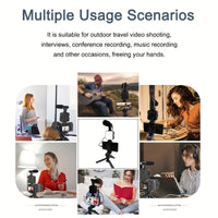 Mobile Phone Microphone Light Kit Portable Mobile Phone Tripod Fill Light Microphone Set for Live Broadcasting
