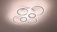 Modern 6-Ring LED Ceiling Light Fixture, Dimmable Flush Mount Indoor Lighting with Remote Control, Minimalist Design for Living Room, Bedroom, Office, Kitchen - 85V-265V Hardwired LED Lights