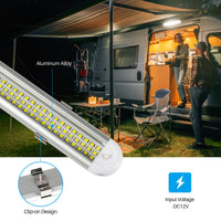 MERTTURM 12V LED Interior Light Bar with On/Off Switch, 120 LEDs 1500LM, White Housing, Mounting Brackets Included - Perfect for Enclosed Trailers, Cars, RVs, Vans, Trucks, Campers, Boats, Caravans - 4pcs