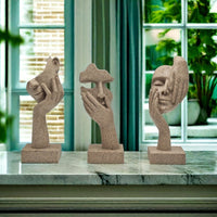 Vintage Resin Thinker Statue Set - 3Pcs