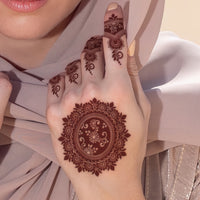Red Henna Lace Floral Pattern Temporary Tattoos for Hand - 4-Pack