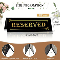 10pcs Elegant Golden Acrylic "Reserved" Table Signs - Waterproof, Double-Sided with Decorative Arrows, Perfect for Weddings, Parties, Restaurants & Meetings