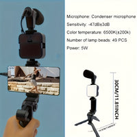 Smartphone Video Blogging Kit, LED Ring Light, Mini Shotgun Microphone, Tripod Stand