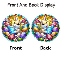 Easter Egg Bunny Theme Suncatcher, Round Acrylic Hanging Sign