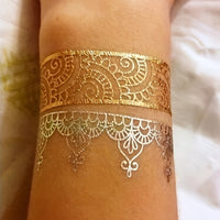 Metallic Golden Henna Temporary Tattoos - Waterproof - 1 Sheet