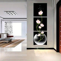 Pink Flower Square Canvas Painting Wall Art Picture - 3pcs