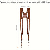 Leather Dual Camera Harness, Professional Photographer Adjustable Shoulder Straps
