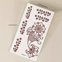 Red Henna Lace Floral Pattern Temporary Tattoos for Hand - 4-Pack