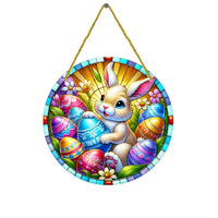 Easter Egg Bunny Theme Suncatcher, Round Acrylic Hanging Sign
