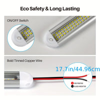 MERTTURM 12V LED Interior Light Bar with On/Off Switch, 120 LEDs 1500LM, White Housing, Mounting Brackets Included - Perfect for Enclosed Trailers, Cars, RVs, Vans, Trucks, Campers, Boats, Caravans - 4pcs
