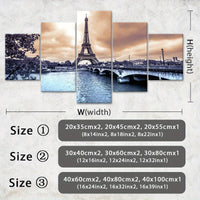 Wooden Framed Canvas, Eiffel Tower Theme Poster - 5pcs