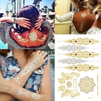 Metallic Golden Henna Temporary Tattoos - Waterproof - 1 Sheet
