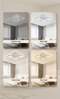 Modern LED Ceiling Light Fixture - Dimmable Metal Semi Flush Mount with Remote, Acrylic Shade, Infrared Sensor, 110-240V Hard-Wired Indoor Lighting for Living Room, Bedroom, Study - No Battery Required