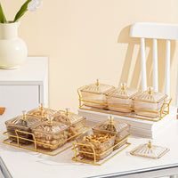 Luxurious Amber Golden-Trimmed Snack Serving Set - 30.48cm Plastic Dried Fruit & Nut Bowls for Weddings, Birthdays, Graduations, and Festivals, Beaded Decorations, Small Food Dishes