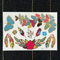 Metallic Golden Henna Temporary Tattoos - Waterproof - 1 Sheet