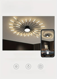 Modern LED Vortex Fireworks Ceiling Light – Sleek Acrylic Design with Illuminated Base, Neutral Lighting for Bedroom, Living Room, or Dining Room, Lights for Living Room