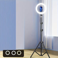 LED Selfie Ring Light with Tripod Stand & Flexible Phone Holder - USB Powered - 12-Inch
