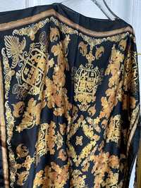 Elegant Graphic Print Boat Neck Abaya with Batwing Sleeves & Scarf - Loose Fit, Polyester, Perfect for Spring/Summer - Women's Traditional Dress