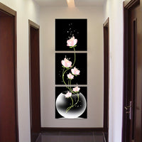 Pink Flower Square Canvas Painting Wall Art Picture - 3pcs