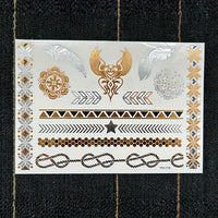Metallic Golden Henna Temporary Tattoos - Waterproof - 1 Sheet