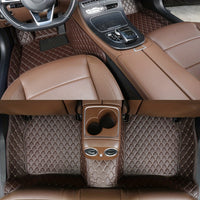 Luxury PU Leather Car Floor Mats - All-Weather Protection, Diamond Quilted Design