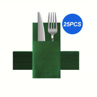 1-Ply Wood Napkin with Built-in Flatware Pocket - Disposable Cloth Napkins for Weddings, Birthdays, Housewarmings, Anniversaries, Christmas, Halloween, Easter, New Year - Universal Holiday Use