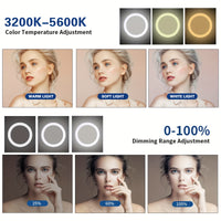 LED Selfie Ring Light - Extendable Tripod, 39cm