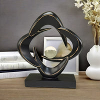 Luxury Resin Art Sculpture with Blue & Golden Glossy Finish – Elegant Abstract Design for Living Room, Wine Cabinet, TV Stand, or Office Decor