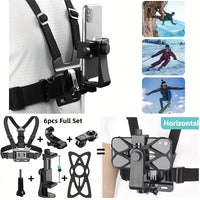 Adjustable Action Camera Chest Harness with Smartphone Holder for Sports Cam