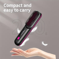 Portable&cordless straight hair comb, rapid heating, constant temperature anti-hot design, negative ion technology, intelligent digital display, USB charging, delicate and lightweight, very suitable for home and travel use, i