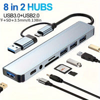 USB Hub with Audio Jack, Multi-Port Adapter - 8-in-1