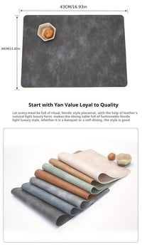 4pcs Set Faux Leather Placemats - Non-Slip, Heat-Resistant Table Mats with Cowhide Texture for Dining & Kitchen