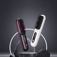 Portable&cordless straight hair comb, rapid heating, constant temperature anti-hot design, negative ion technology, intelligent digital display, USB charging, delicate and lightweight, very suitable for home and travel use, i