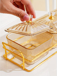 Luxurious Amber Golden-Trimmed Snack Serving Set - 30.48cm Plastic Dried Fruit & Nut Bowls for Weddings, Birthdays, Graduations, and Festivals, Beaded Decorations, Small Food Dishes