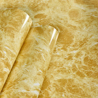 1 Roll Self-Adhesive Marble Vinyl Wallpaper, Thicker Glossy Finish, Stone And Wood Style, Waterproof Oil-Proof, Renovation Stickers For Kitchen Bathroom TV Background Wall, Vinyl Material