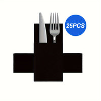 1-Ply Wood Napkin with Built-in Flatware Pocket - Disposable Cloth Napkins for Weddings, Birthdays, Housewarmings, Anniversaries, Christmas, Halloween, Easter, New Year - Universal Holiday Use