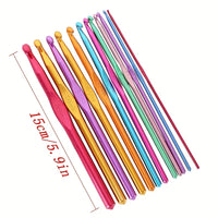 8pcs/12pcs Aluminum Oxide Crochet Knitting Tools Colorful Single Crochet Sweater Needles Aluminum Crochet Needles